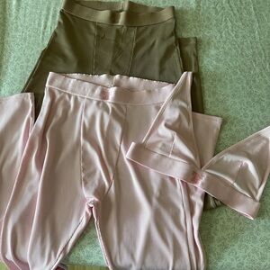 Pink and Tan Ribbed Activewear Set